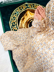 Namaz Chadar With Sleeves - Cream Print (Lawn)