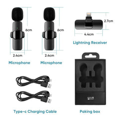 K9 Wireless Microphone dual Lavalier with USB Type C Cable