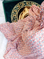 Namaz Chadar With Sleeves - Orange Print (Lawn)