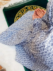 Namaz Chadar With Sleeves - Light Grey Print (Lawn)