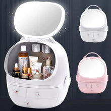Load image into Gallery viewer, Portable Cosmetic Organizer With led light Mirror
