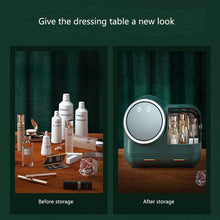 Load image into Gallery viewer, Creative Cosmetic Organizer with Mirror, Led Light and Fan.
