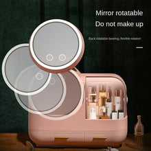 Load image into Gallery viewer, Creative Cosmetic Organizer with Mirror, Led Light and Fan.
