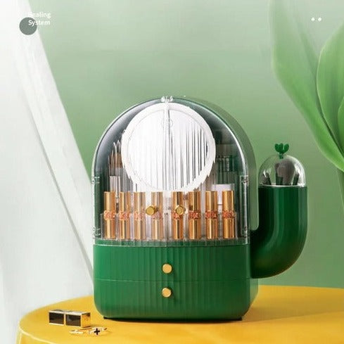 Cactus Cosmetic Organizer With LED Light With Mirror