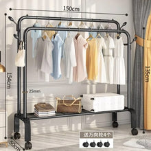 Load image into Gallery viewer, Floor-Standing Cloth Rack With Wheels
