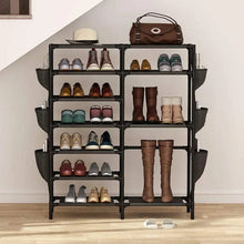 Load image into Gallery viewer, Double Row Shoe Rack With Side Pocket
