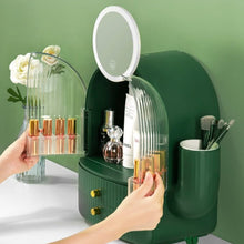 Load image into Gallery viewer, Cactus Cosmetic Organizer With LED Light With Mirror
